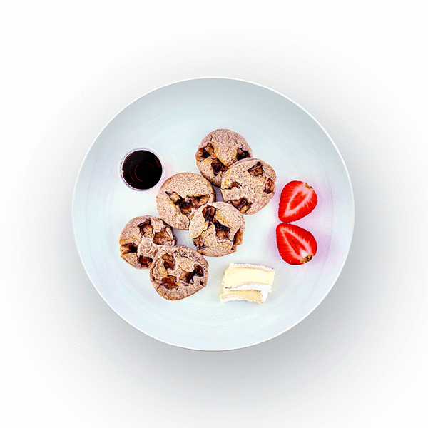 Banana Pancakes with Strawberries and Brie