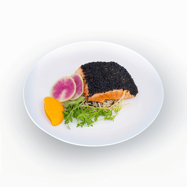 Grilled Wild Salmon with Black Sesame Crust
