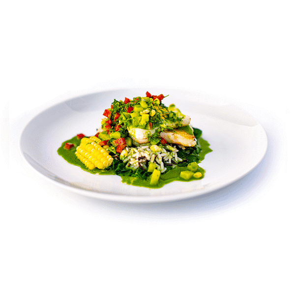 Sea Bass with Pineapple Green Sauce